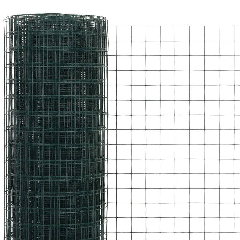 vidaXL zöld PVC-bevonatú acél csirkeháló drótkerítés 10 x 0,5 m