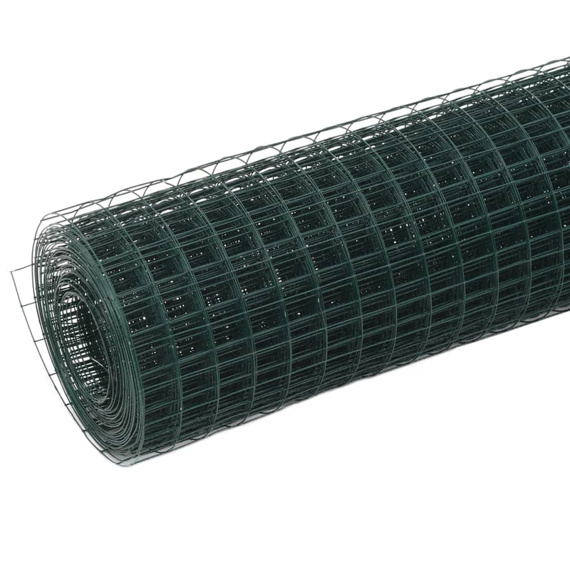 vidaXL zöld PVC-bevonatú acél csirkeháló drótkerítés 10 x 1,5 m