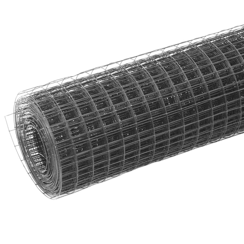 vidaXL szürke PVC-bevonatú acél csirkeháló drótkerítés 10 x 1 m