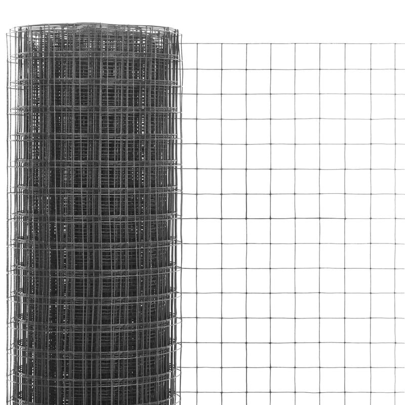 vidaXL szürke PVC-bevonatú acél csirkeháló drótkerítés 10 x 1 m