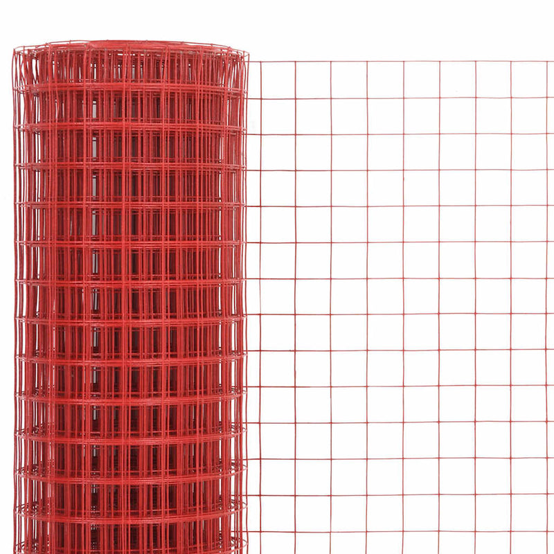 vidaXL piros PVC-bevonatú acél csirkeháló drótkerítés 25 x 1 m