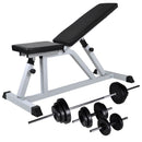 vidaXL edzőpad egykezes és kétkezes súlyzókészlettel 30,5 kg