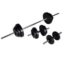 vidaXL edzőpad egykezes és kétkezes súlyzókészlettel 30,5 kg