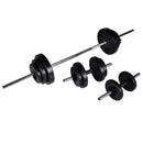vidaXL edzőpad egykezes és kétkezes súlyzókészlettel 30,5 kg