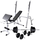 vidaXL edzőpad állvánnyal / egykezes és kétkezes súlyzószettel 60,5 kg