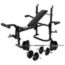 vidaXL súlyzópad állvánnyal/egykezes és kétkezes súlyzószettel 60,5 kg