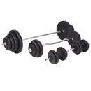 vidaXL edzőpad állvánnyal, egykezes és kétkezes súlyzószettel 120 kg