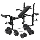 vidaXL súlyzópad állvánnyal, egykezes és kétkezes súlyzószettel 120 kg
