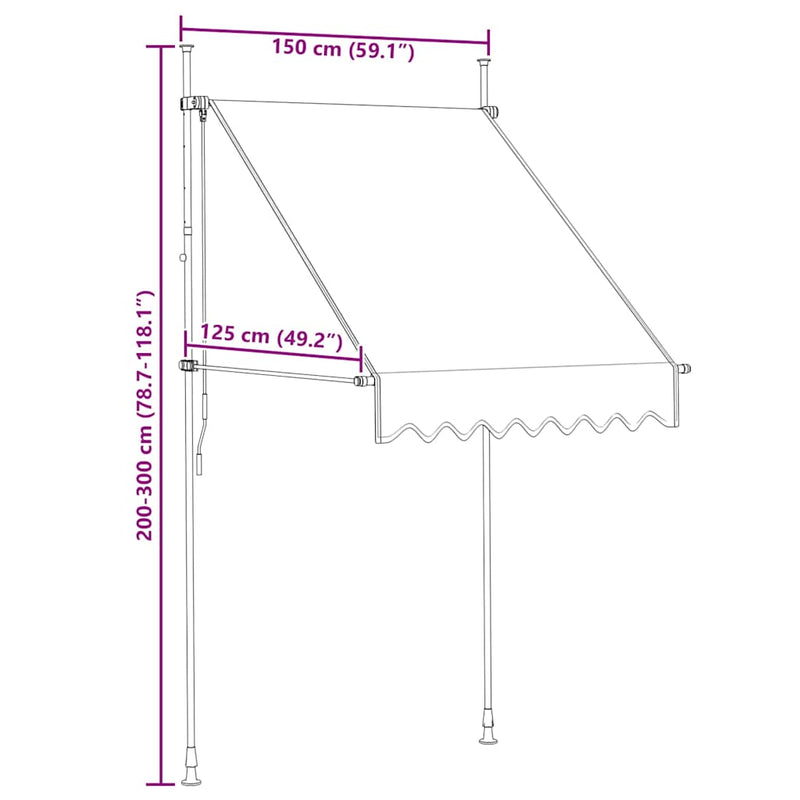vidaXL kézzel feltekerhető antracit napellenző 150 cm
