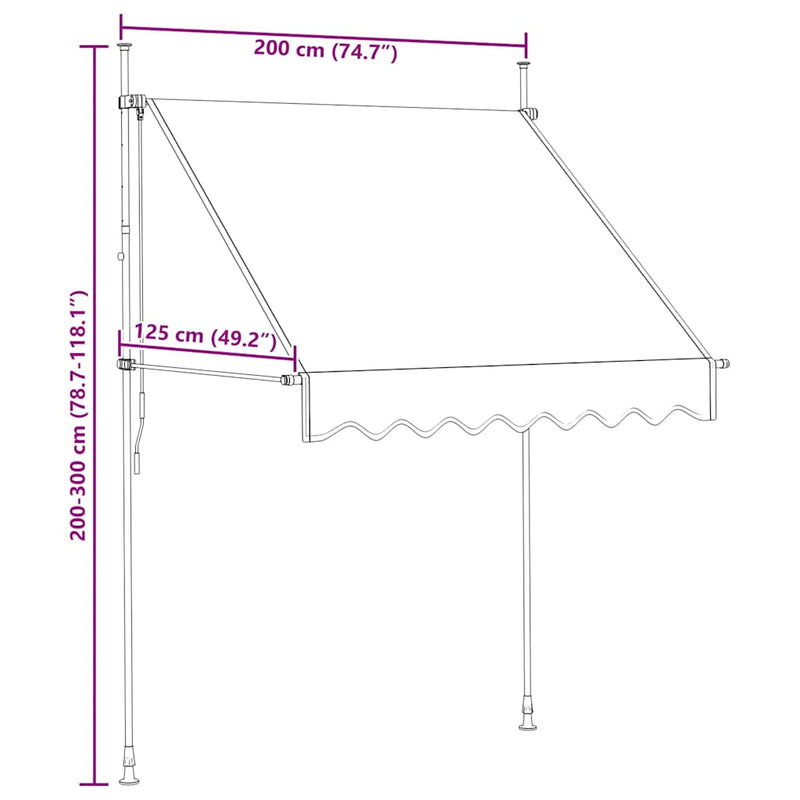 vidaXL kézzel feltekerhető antracit napellenző 200 cm