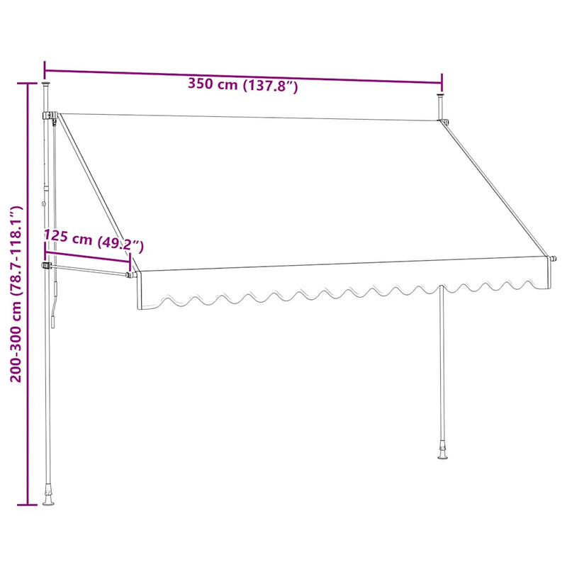 vidaXL kézzel feltekerhető antracit napellenző 350 cm