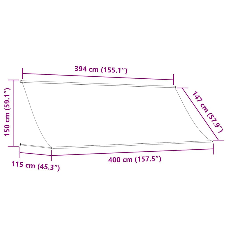 vidaXL feltekerhető kék és fehér napellenző 400 x 150 cm