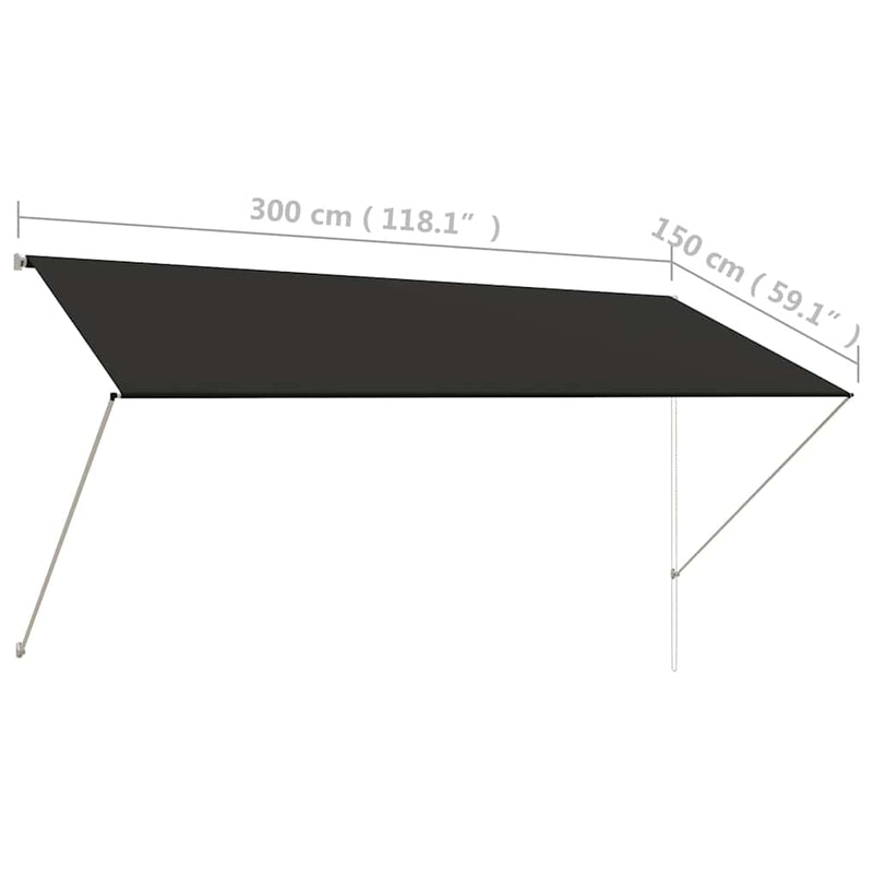 vidaXL feltekerhető antracitszürke napellenző 300 x 150 cm