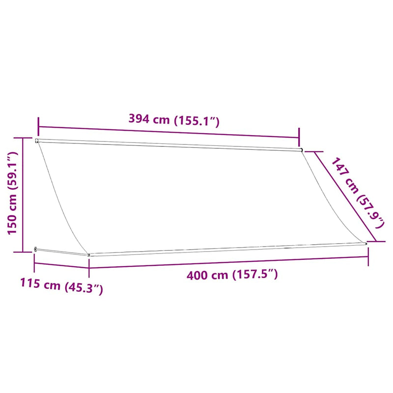 vidaXL feltekerhető antracitszürke napellenző 400 x 150 cm