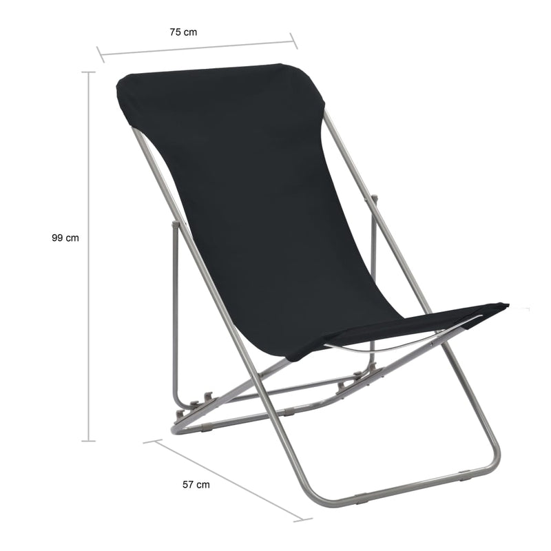 vidaXL 2 db fekete acél/oxford szövet összecsukható strandszék