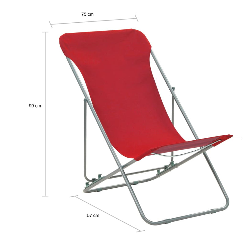 vidaXL 2 db piros acél/oxford szövet összecsukható strandszék