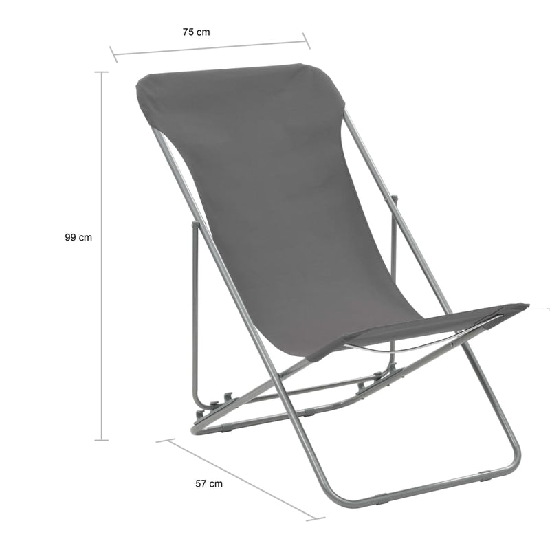 vidaXL 2 db szürke acél/oxford szövet összecsukható strandszék