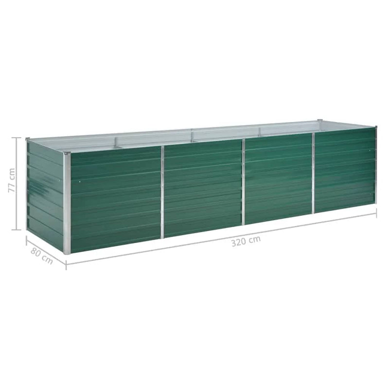 vidaXL zöld horganyzott acél kerti magaságyás 320 x 80 x 77 cm
