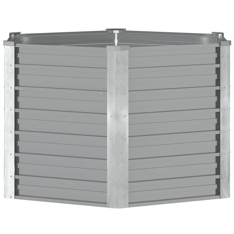 vidaXL szürke horganyzott acél kerti magaságyás 129 x 129 x 77 cm