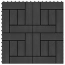 vidaXL 11 db (1 m2) fekete WPC teraszburkoló lap 30 x 30 cm