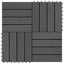 vidaXL 11 db (1 m2) fekete dombornyomott WPC burkolólap 30x30 cm