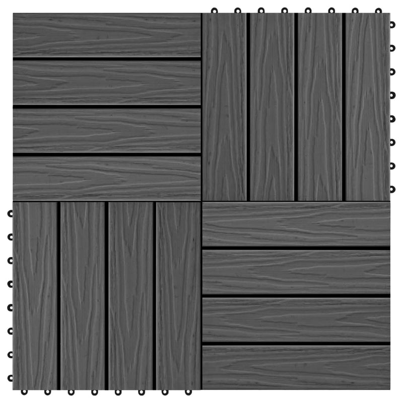 vidaXL 11 db (1 m2) fekete dombornyomott WPC burkolólap 30x30 cm