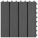 vidaXL 11 db (1 m2) fekete dombornyomott WPC burkolólap 30x30 cm