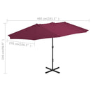vidaXL bordó kültéri napernyő alumíniumrúddal 460 x 270 cm
