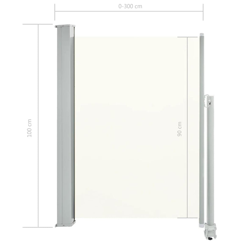 vidaXL krémszínű behúzható oldalsó terasz napellenző 100 x 300 cm
