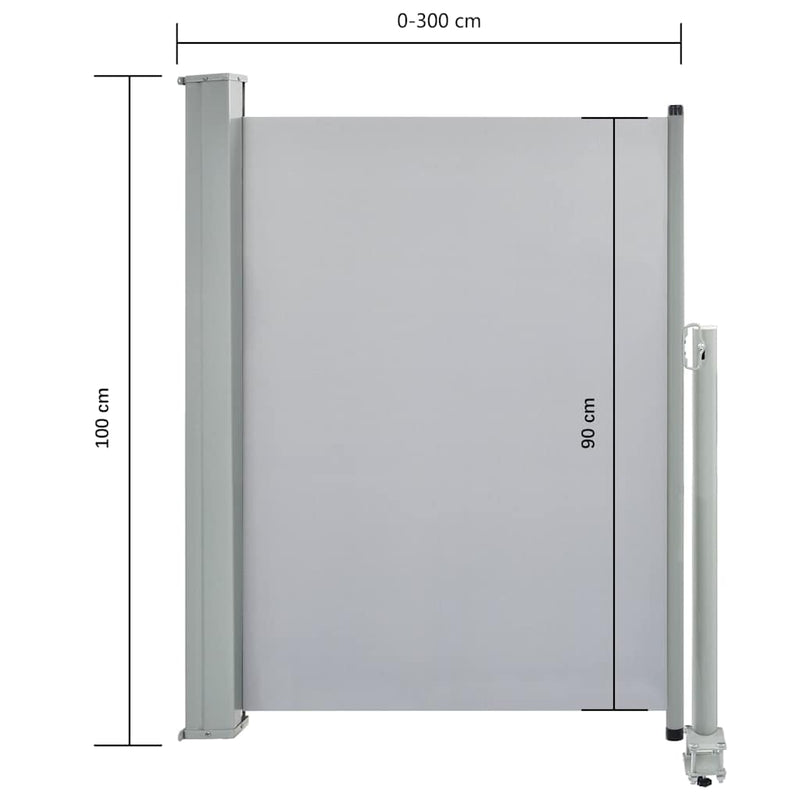 vidaXL szürke behúzható oldalsó terasz napellenző 100 x 300 cm