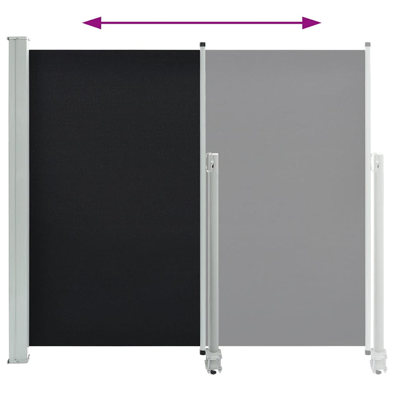 vidaXL fekete behúzható oldalsó terasz napellenző 140 x 300 cm