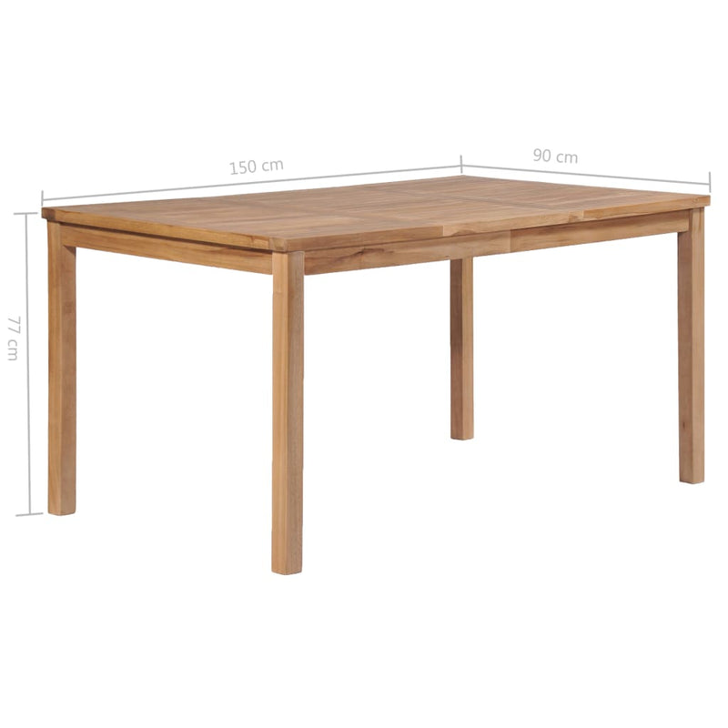 vidaXL tömör tíkfa kerti asztal 150 x 90 x 77 cm