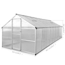 vidaXL alumínium melegház 481 x 250 x 195 cm 23,44 m³