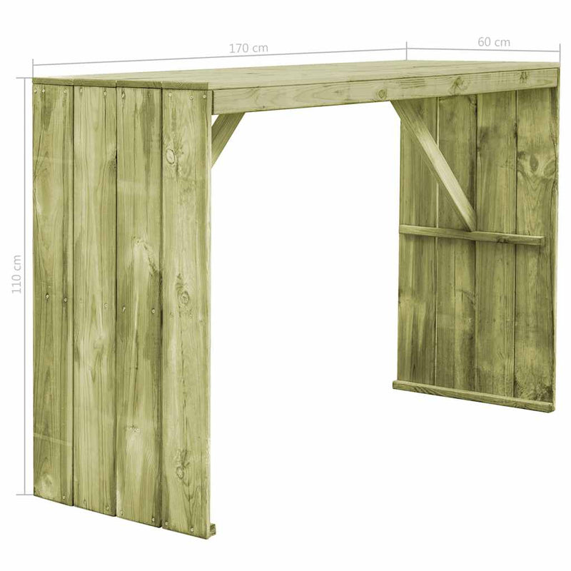 vidaXL impregnált fenyőfa bárasztal 170 x 60 x 110 cm