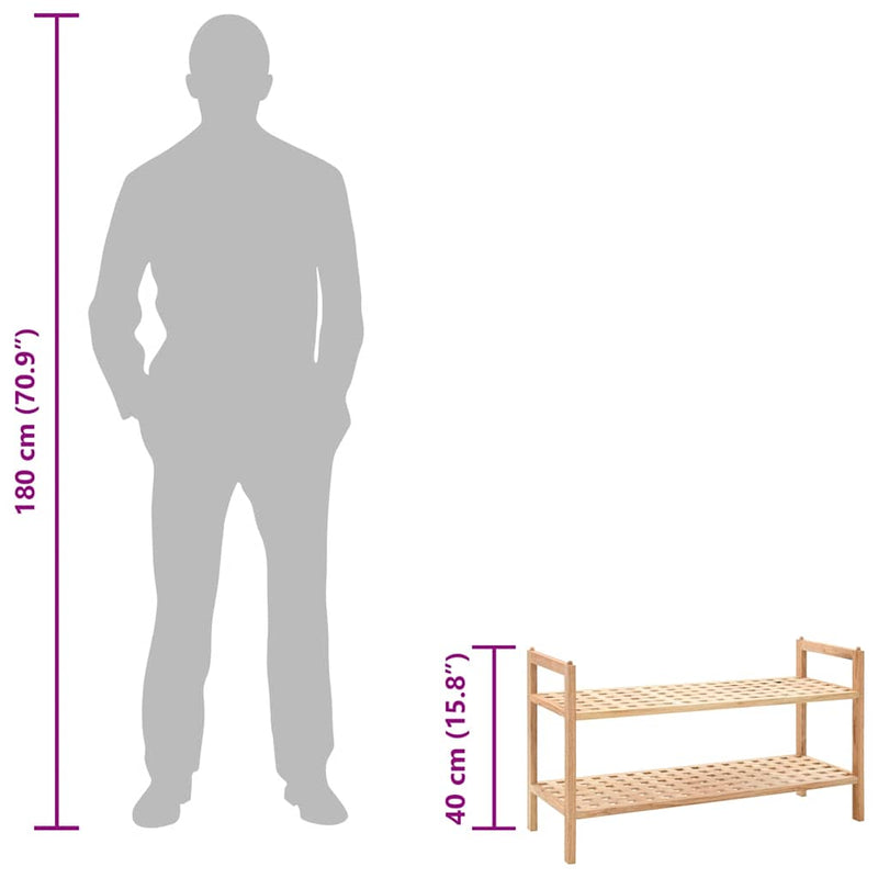 vidaXL tömör diófa cipőtartó 69 x 26 x 40 cm