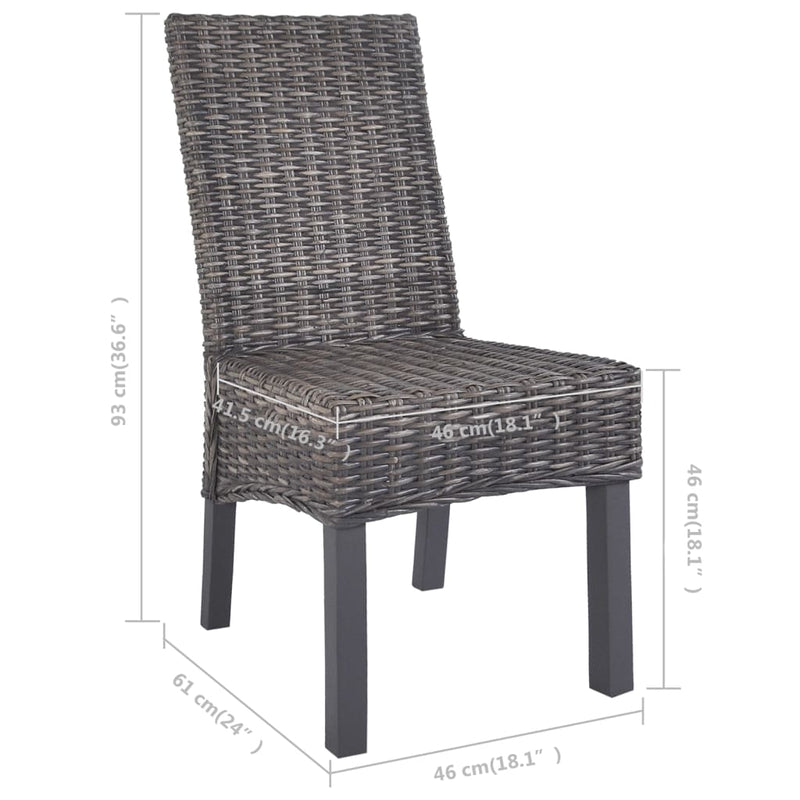 vidaXL 6 db barna Kubu rattan és mangófa étkezőszék
