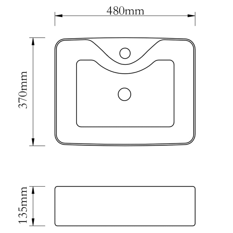 vidaXL ezüstszínű kerámia mosdókagyló csap furattal 48 x 37 x 13,5 cm