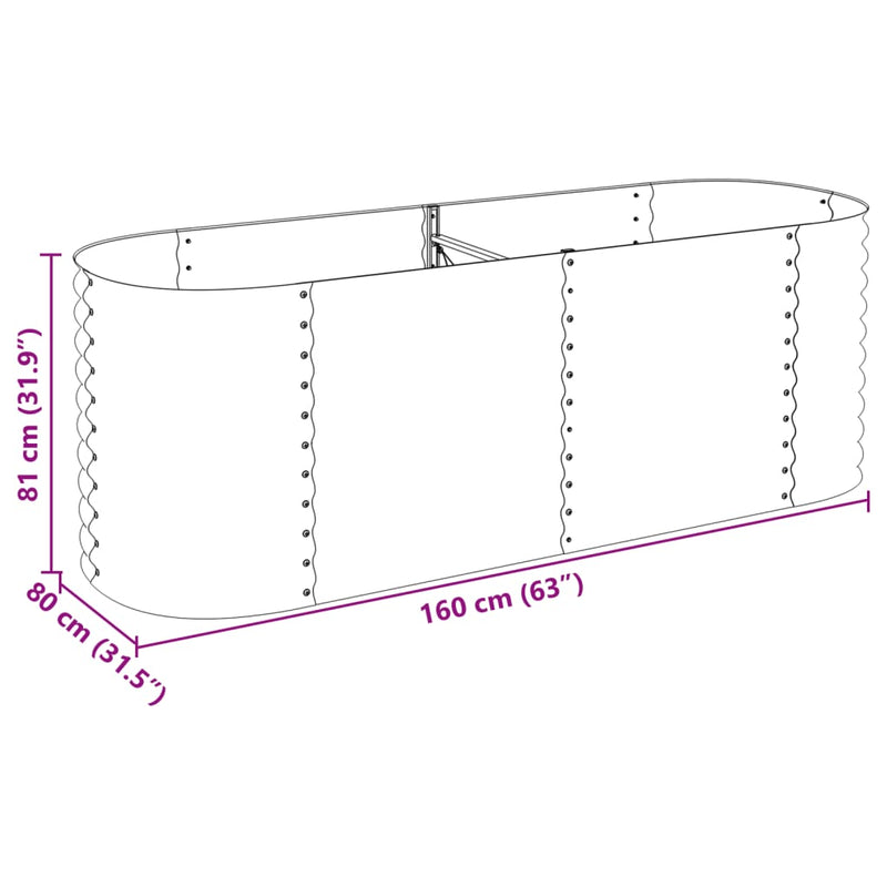 vidaXL ezüstszínű horganyzott acél kerti magaságyás 240 x 80 x 81 cm