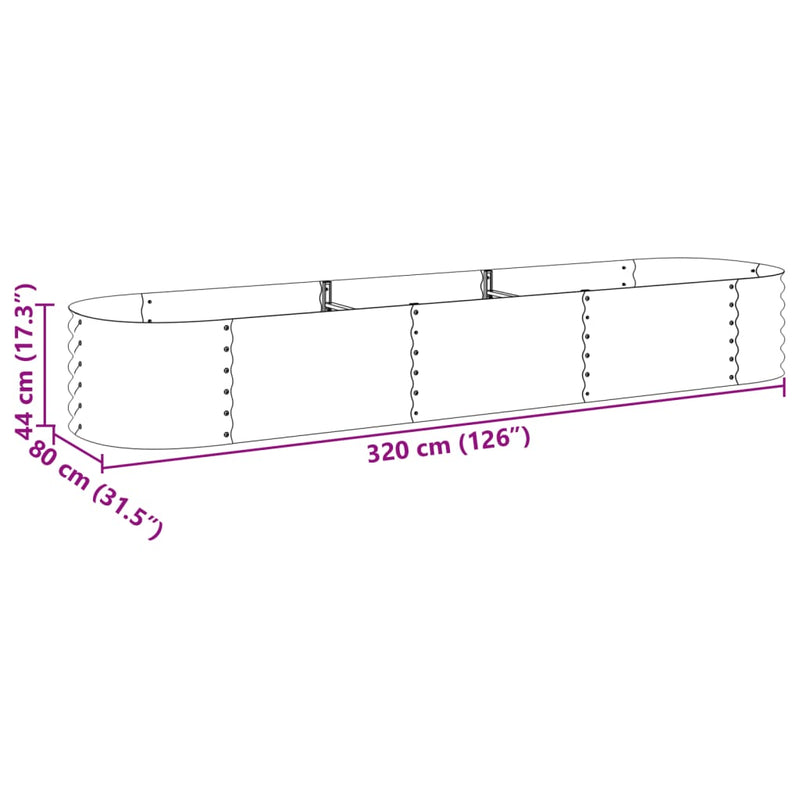 vidaXL ezüstszínű horganyzott acél kerti magaságyás 320 x 80 x 44 cm