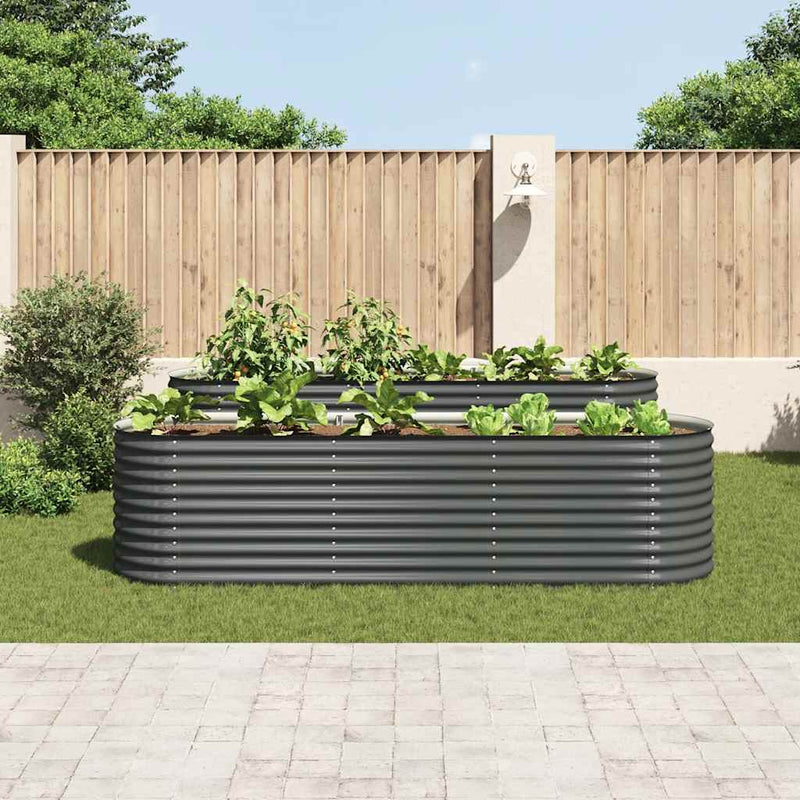 vidaXL szürke horganyzott acél kerti magaságyás 320 x 80 x 81 cm
