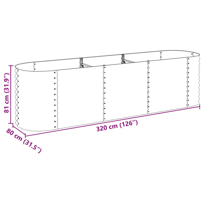 vidaXL szürke horganyzott acél kerti magaságyás 320 x 80 x 81 cm