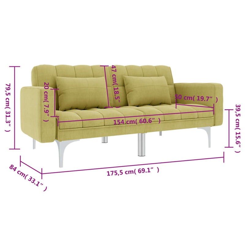 vidaXL zöld szövet kanapéágy