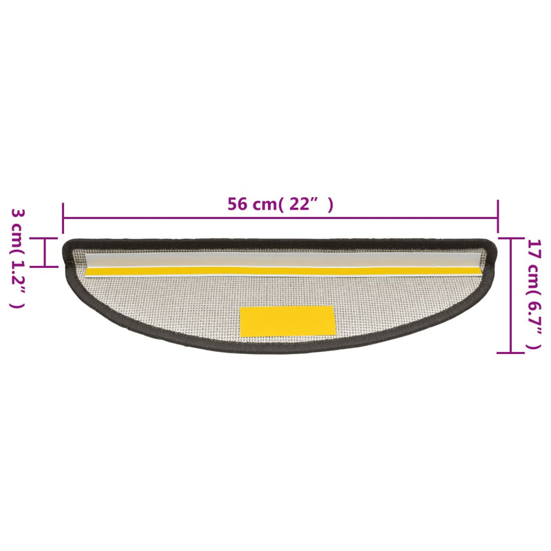 vidaXL 15 darab sötétszürke lépcsőszőnyeg 56 x 17 x 3 cm