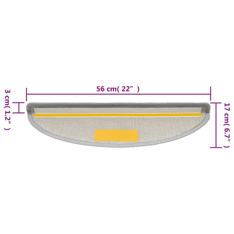 vidaXL 15 darab világosszürke lépcsőszőnyeg 56 x 17 x 3 cm