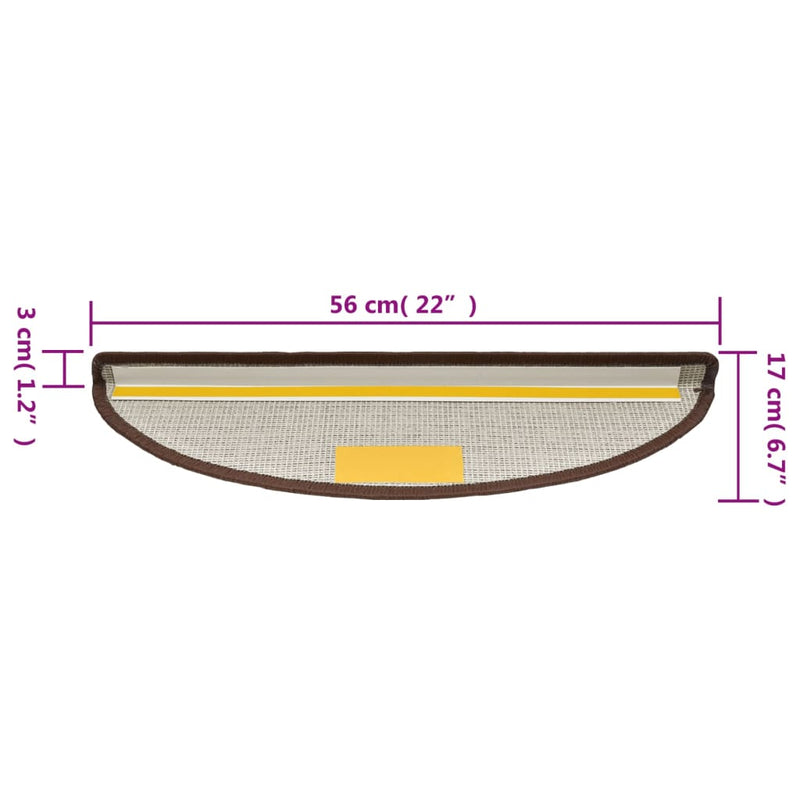 vidaXL 15 darab kávébarna lépcsőszőnyeg 56 x 17 x 3 cm