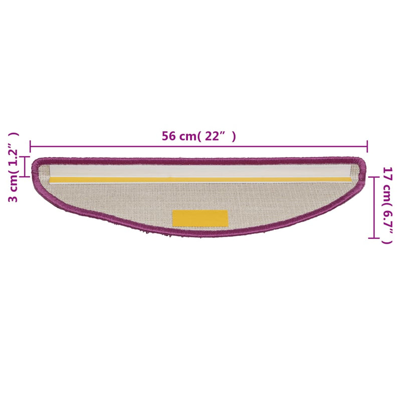 vidaXL 15 db lila lépcsőszőnyeg 56 x 17 x 3 cm