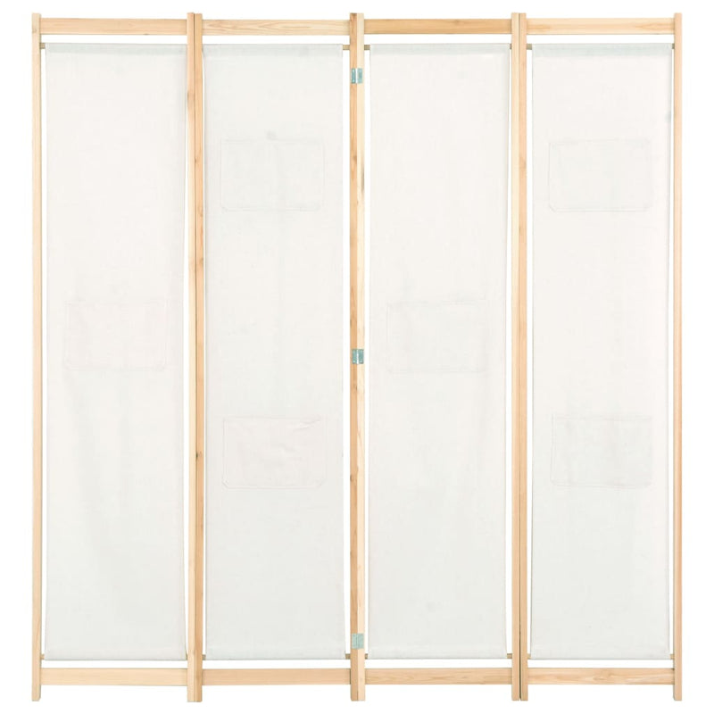 vidaXL krémszínű 4-paneles szövetparaván 160 x 170 x 4 cm