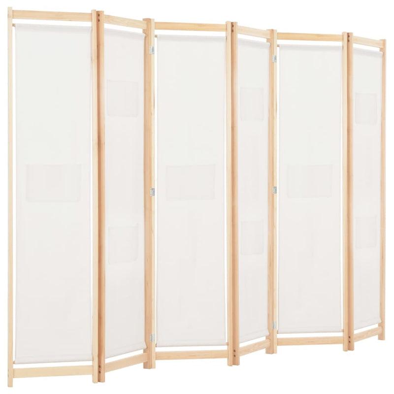 vidaXL krémszínű 6-paneles szövetparaván 240 x 170 x 4 cm