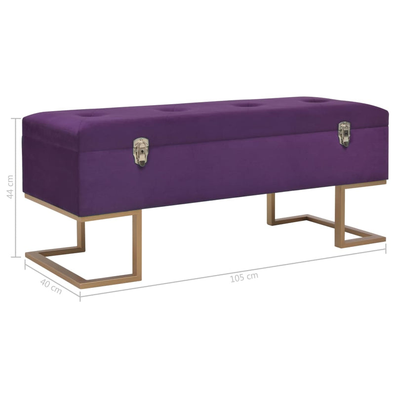 vidaXL lila bársonypad tárolórekesszel 105 cm