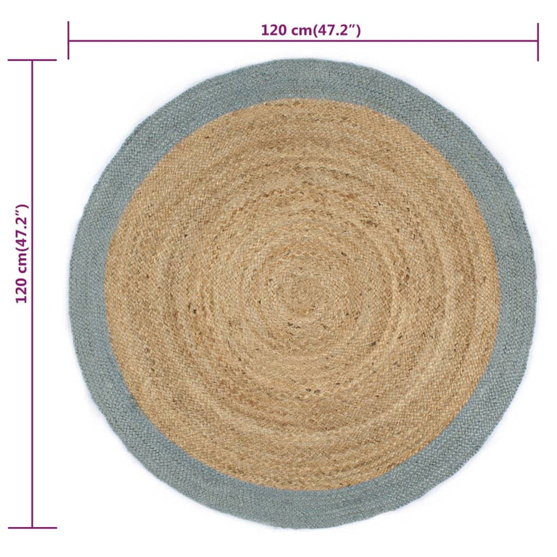 vidaXL olívazöld szélű kézzel font jutaszőnyeg 120 cm
